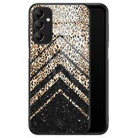 Casimoda Samsung Galaxy A14 glazen hardcase - Chevron luipaard