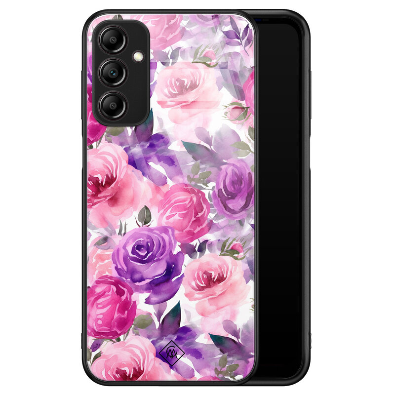 Casimoda Samsung Galaxy A14 glazen hardcase - Rozen lila