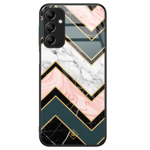 Casimoda Samsung Galaxy A14 glazen hardcase - Marmer triangles