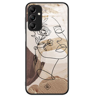 Casimoda Samsung Galaxy A14 glazen hardcase - Abstract gezicht bruin