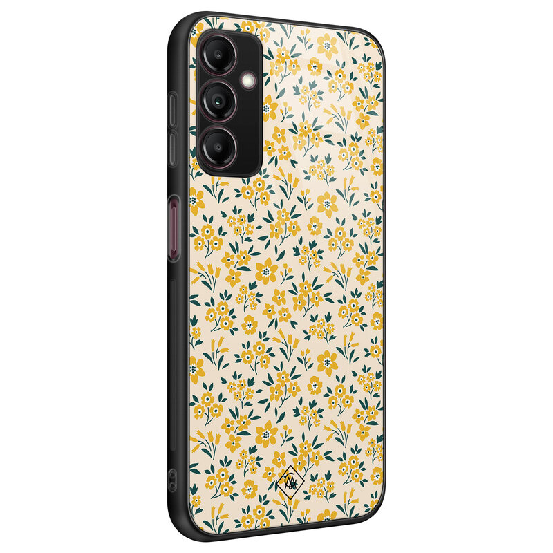 Casimoda Samsung Galaxy A14 glazen hardcase - Yellow garden