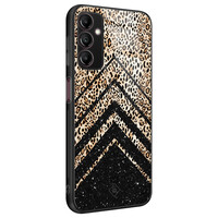 Casimoda Samsung Galaxy A14 glazen hardcase - Chevron luipaard