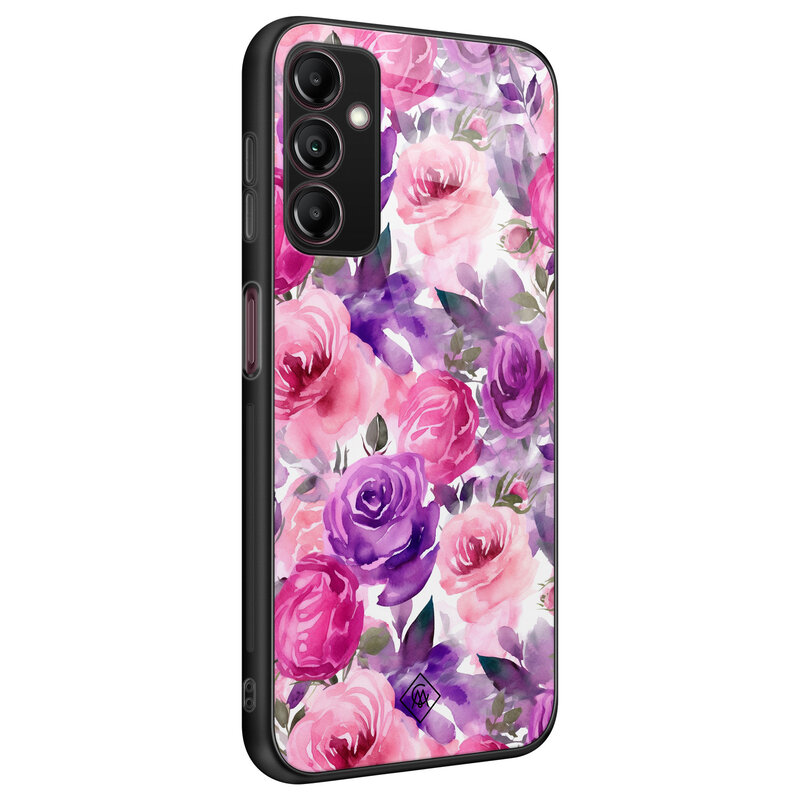 Casimoda Samsung Galaxy A14 glazen hardcase - Rozen lila