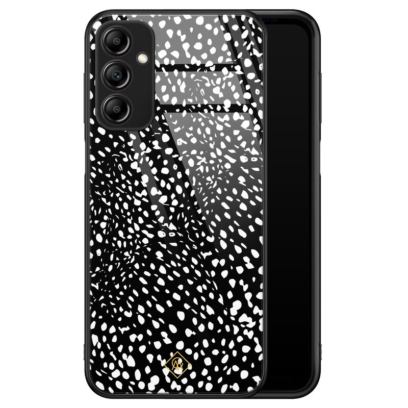 Casimoda Samsung Galaxy A14 glazen hardcase - Black dots
