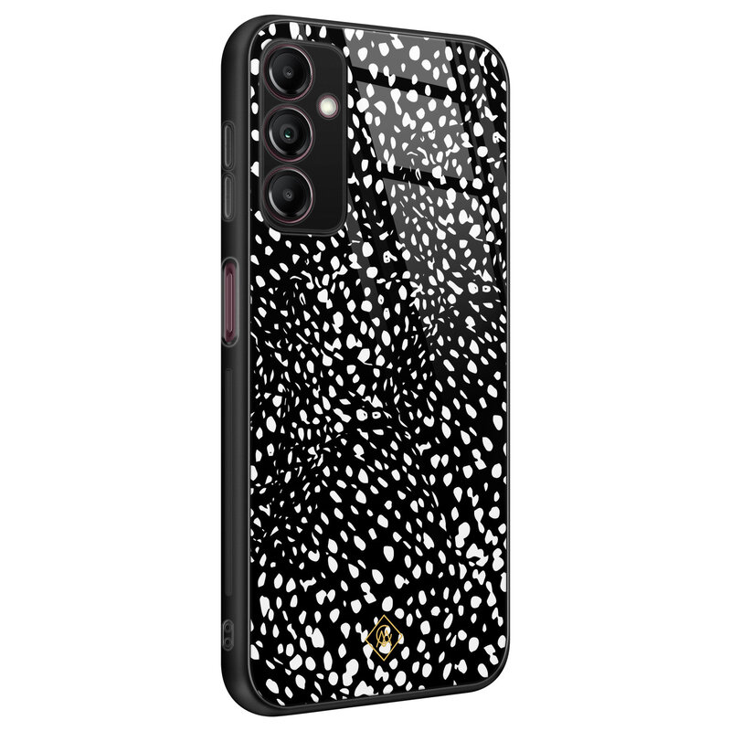Casimoda Samsung Galaxy A14 glazen hardcase - Black dots