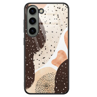 Casimoda Samsung Galaxy S23 glazen hardcase - Abstract bruin mix