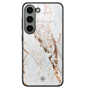 Casimoda Samsung Galaxy S23 glazen hardcase - Marmer goud