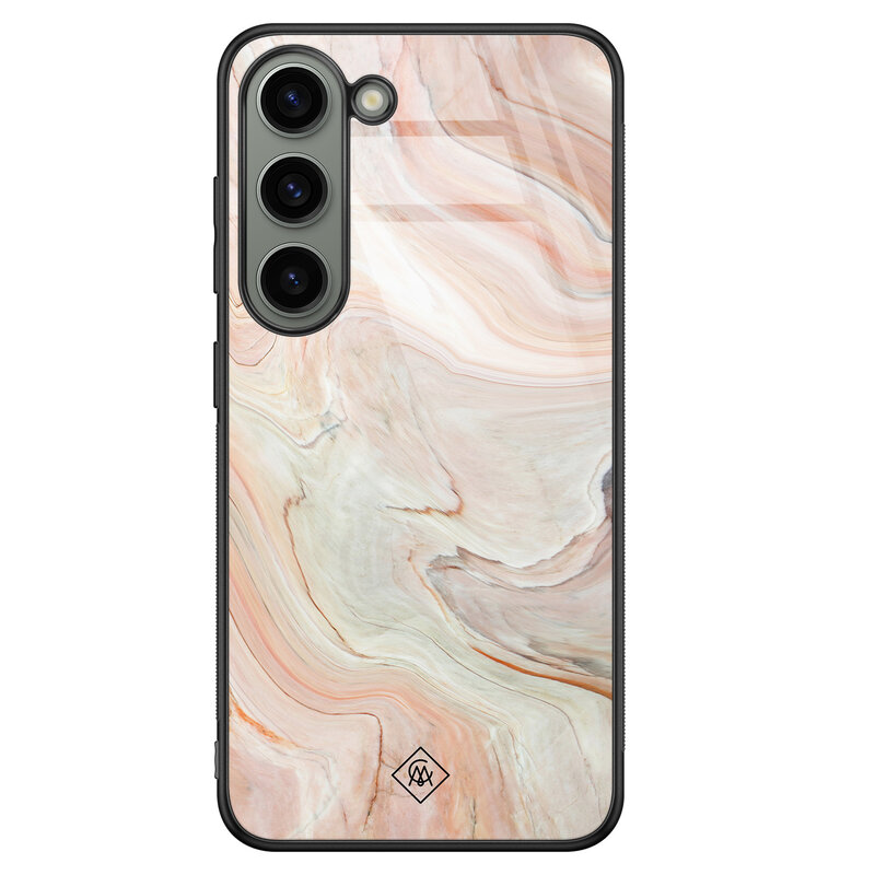 Casimoda Samsung Galaxy S23 glazen hardcase - Marmer waves