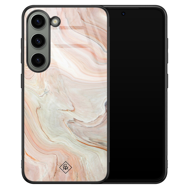 Casimoda Samsung Galaxy S23 glazen hardcase - Marmer waves