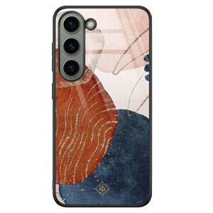 Casimoda Samsung Galaxy S23 glazen hardcase - Abstract terracotta