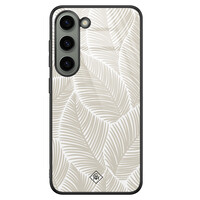 Casimoda Samsung Galaxy S23 glazen hardcase - Palmy leaves beige