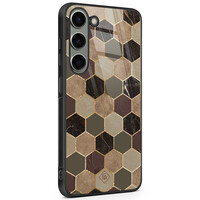 Casimoda Samsung Galaxy S23 glazen hardcase - Kubus bruin groen