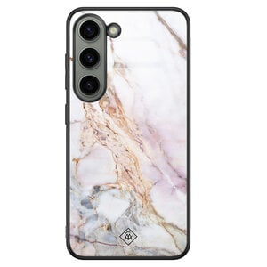 Casimoda Samsung Galaxy S23 glazen hardcase - Parelmoer marmer