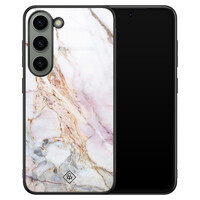 Casimoda Samsung Galaxy S23 glazen hardcase - Parelmoer marmer