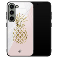 Casimoda Samsung Galaxy S23 glazen hardcase - Ananas