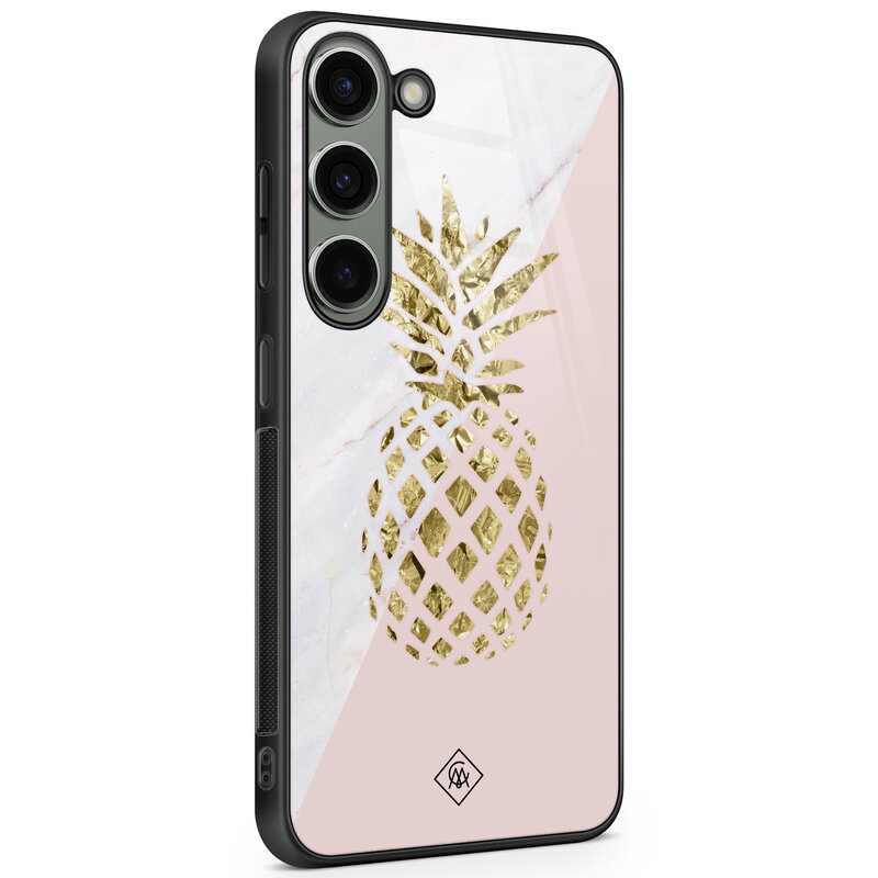 Casimoda Samsung Galaxy S23 glazen hardcase - Ananas