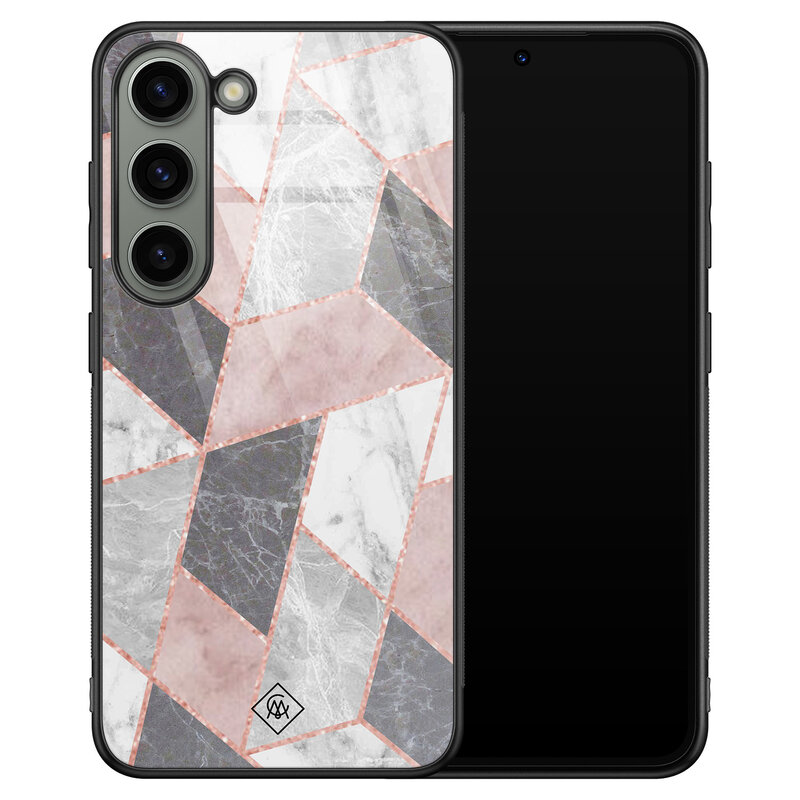 Casimoda Samsung Galaxy S23 glazen hardcase - Stone grid