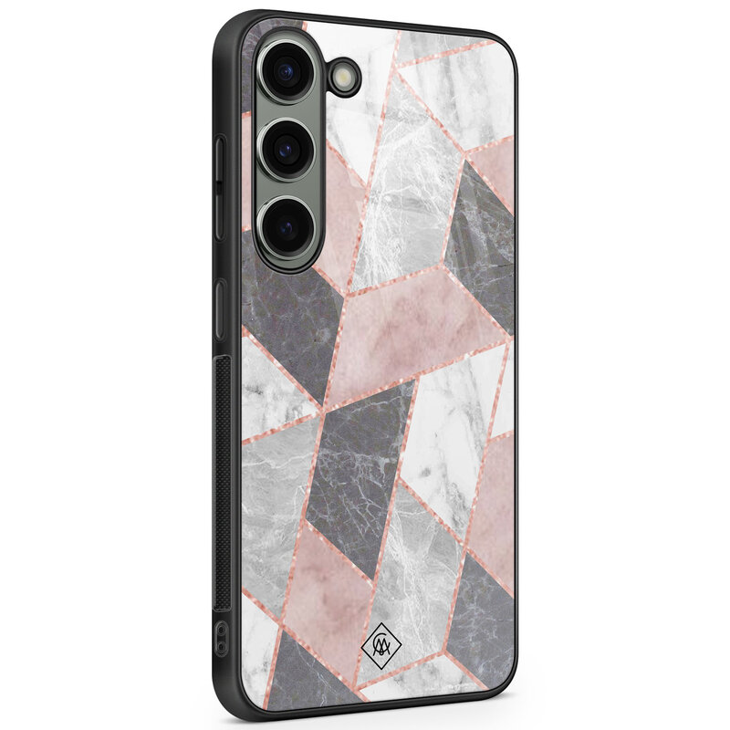 Casimoda Samsung Galaxy S23 glazen hardcase - Stone grid