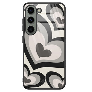 Casimoda Samsung Galaxy S23 glazen hardcase - Hart swirl zwart
