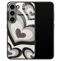Casimoda Samsung Galaxy S23 glazen hardcase - Hart swirl zwart