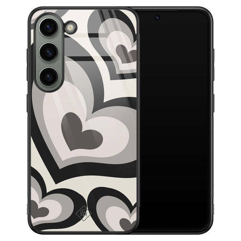 Casimoda Samsung Galaxy S23 glazen hardcase - Hart swirl zwart