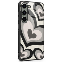 Casimoda Samsung Galaxy S23 glazen hardcase - Hart swirl zwart