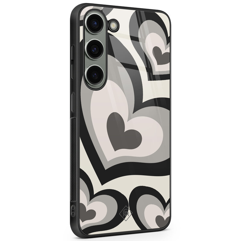 Casimoda Samsung Galaxy S23 glazen hardcase - Hart swirl zwart
