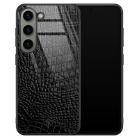 Casimoda Samsung Galaxy S23 glazen hardcase - Croco zwart
