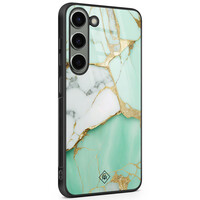 Casimoda Samsung Galaxy S23 glazen hardcase - Marmer mint goud