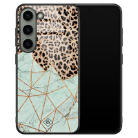 Casimoda Samsung Galaxy S23 glazen hardcase - Luipaard marmer mint
