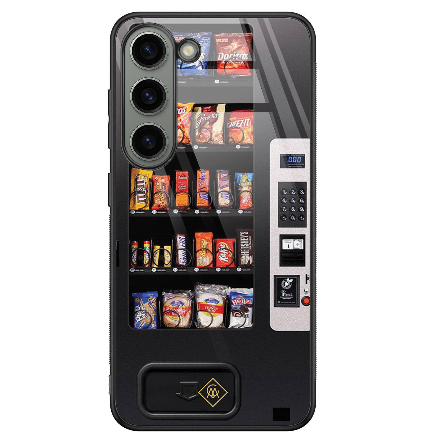 Samsung Galaxy S23 hoesje glas - Snoepautomaat - Zwart - Hard Case Zwart - Backcover telefoonhoesje - Snoep - Casimoda