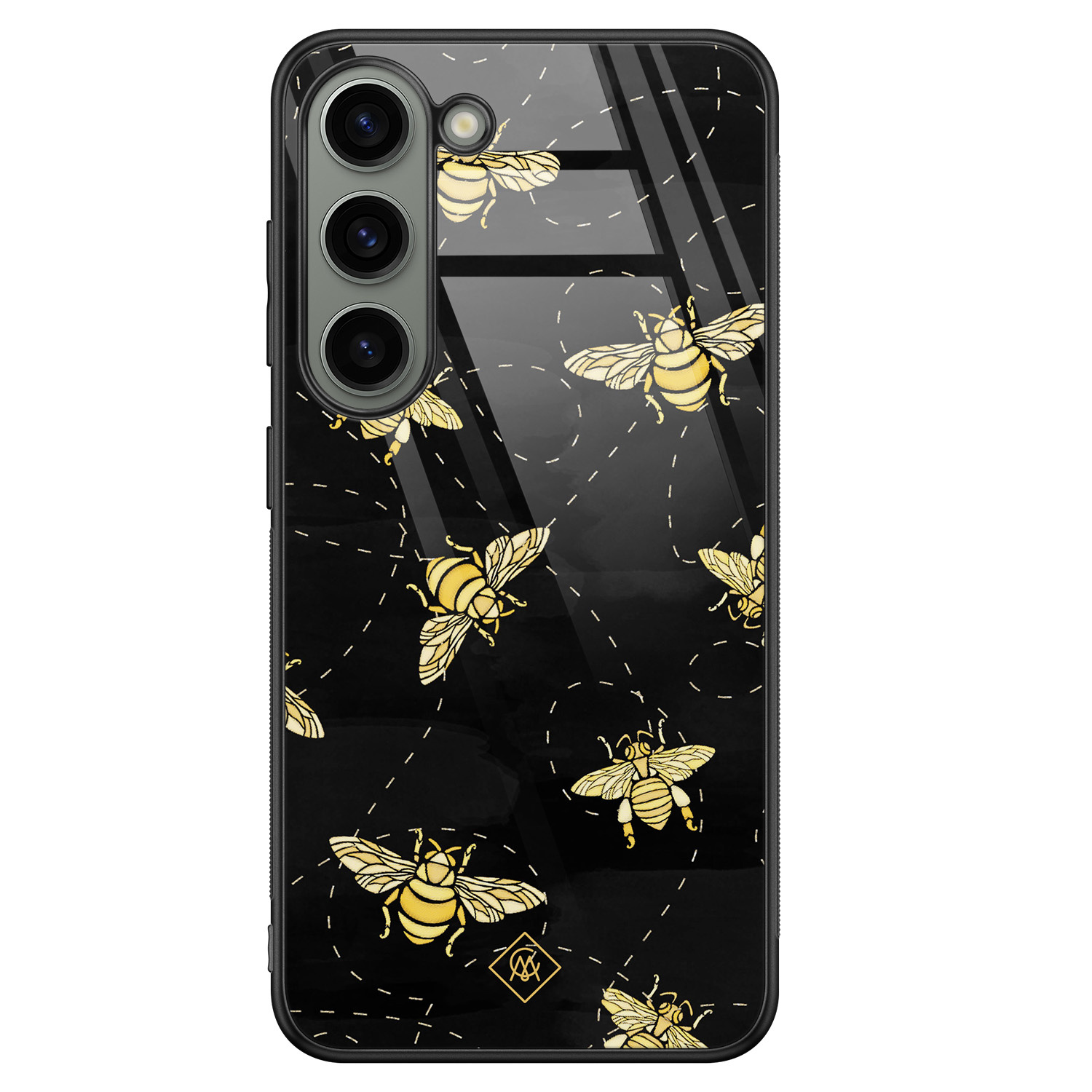 Samsung Galaxy S23 hoesje glas - Bee yourself - Zwart - Hard Case Zwart - Backcover telefoonhoesje - Geen opdruk - Casimoda