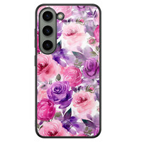 Casimoda Samsung Galaxy S23 glazen hardcase - Rozen lila