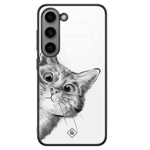 Casimoda Samsung Galaxy S23 glazen hardcase - Peekaboo kat