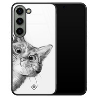 Casimoda Samsung Galaxy S23 glazen hardcase - Peekaboo kat