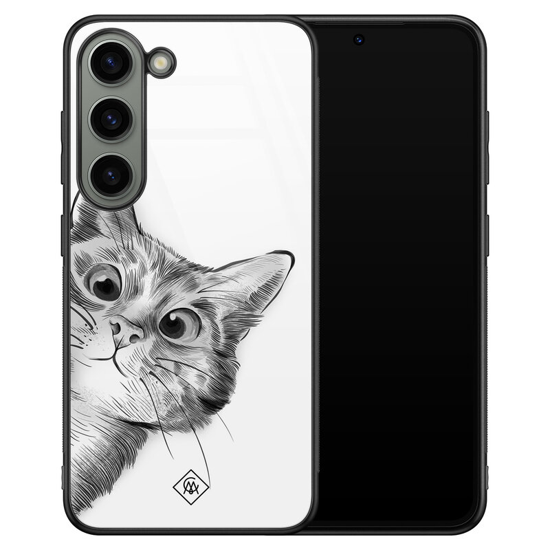Casimoda Samsung Galaxy S23 glazen hardcase - Peekaboo kat