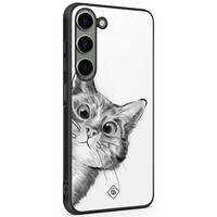 Casimoda Samsung Galaxy S23 glazen hardcase - Peekaboo kat