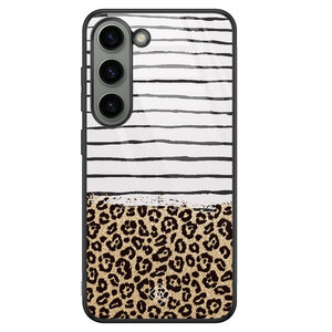 Casimoda Samsung Galaxy S23 glazen hardcase - Leopard lines