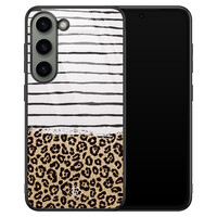 Casimoda Samsung Galaxy S23 glazen hardcase - Leopard lines