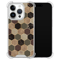 Casimoda iPhone 14 Pro siliconen shockproof hoesje - Kubus groen bruin