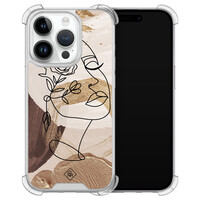 Casimoda iPhone 14 Pro siliconen shockproof hoesje - Abstract gezicht bruin