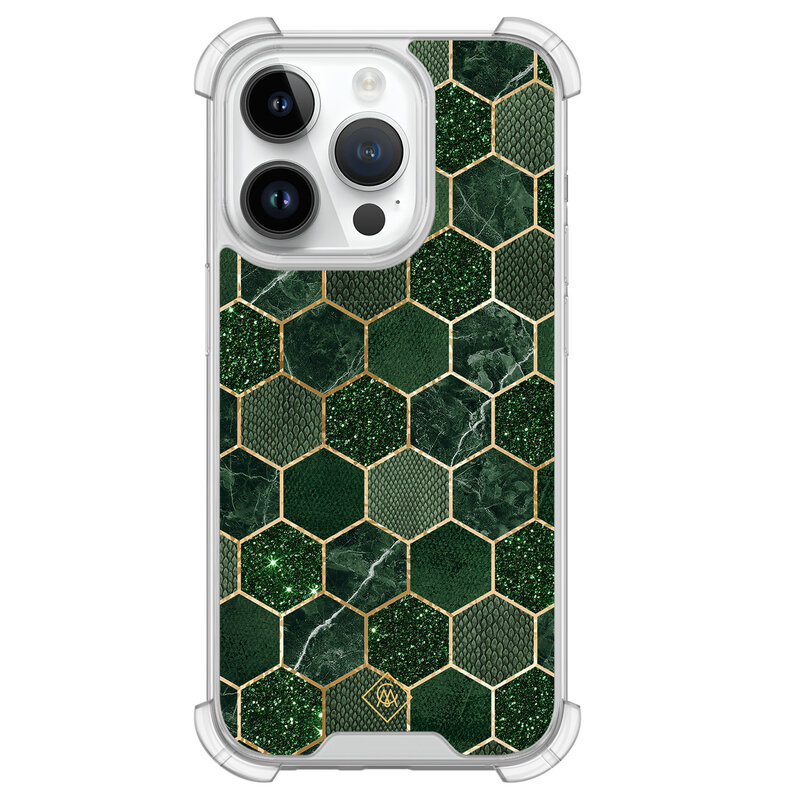 Casimoda iPhone 14 Pro siliconen shockproof hoesje - Kubus groen