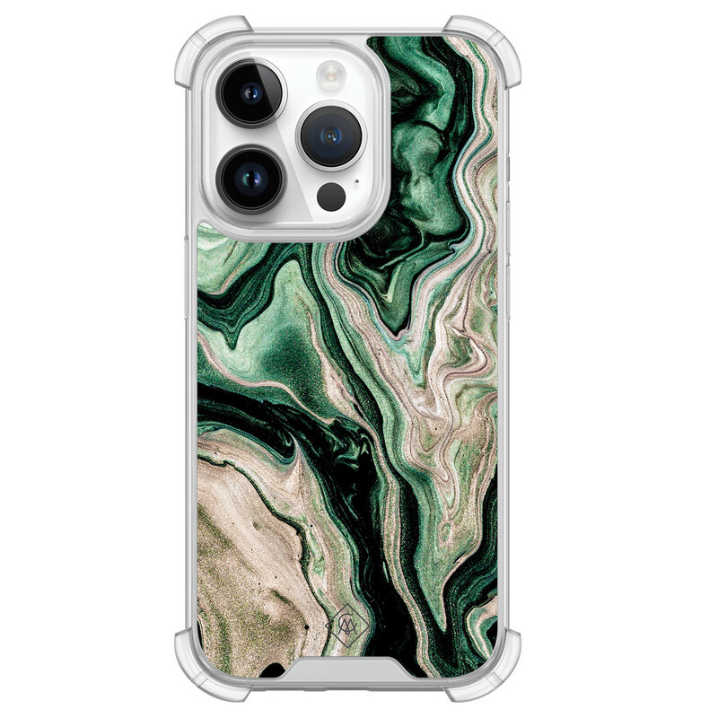 Casimoda iPhone 14 Pro siliconen shockproof hoesje - Green waves
