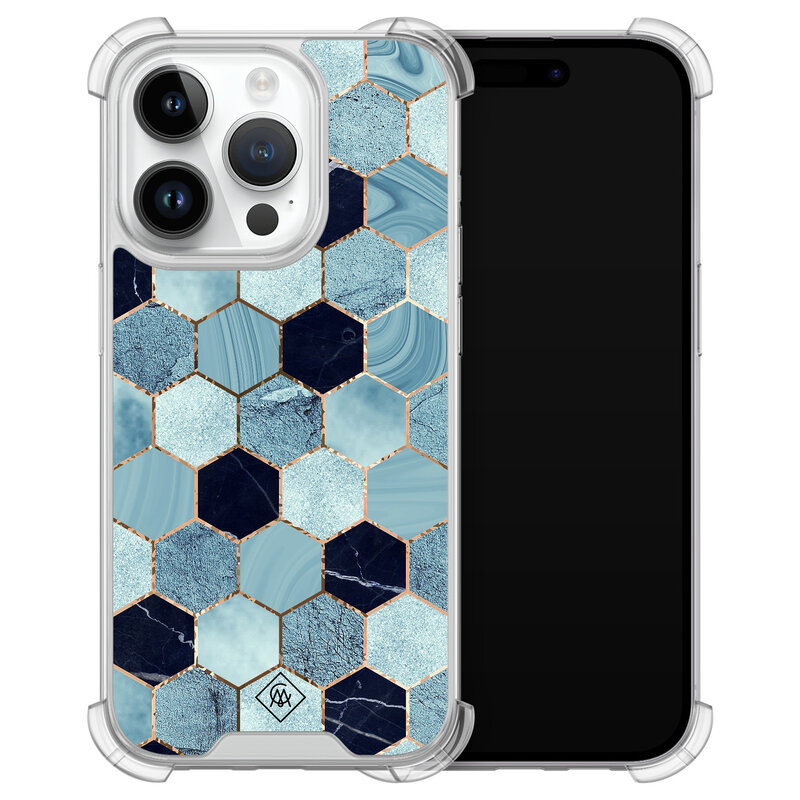 Casimoda iPhone 14 Pro siliconen shockproof hoesje - Blue cubes