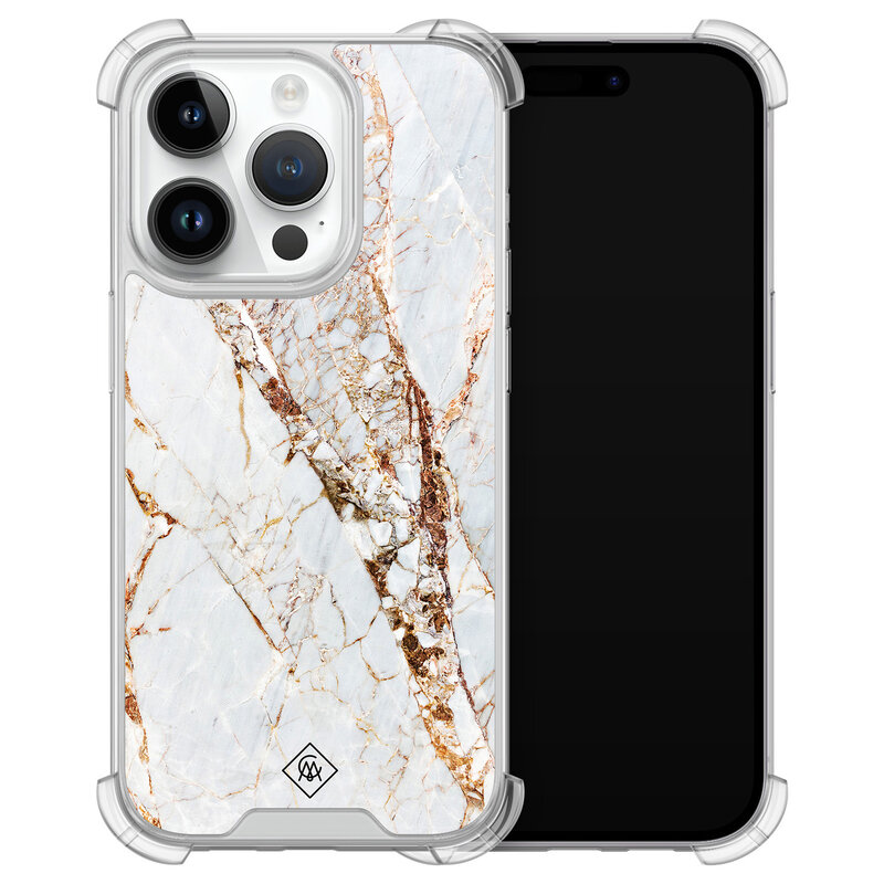 Casimoda iPhone 14 Pro siliconen shockproof hoesje - Marmer goud