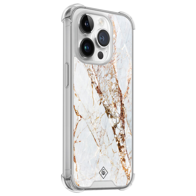 Casimoda iPhone 14 Pro siliconen shockproof hoesje - Marmer goud