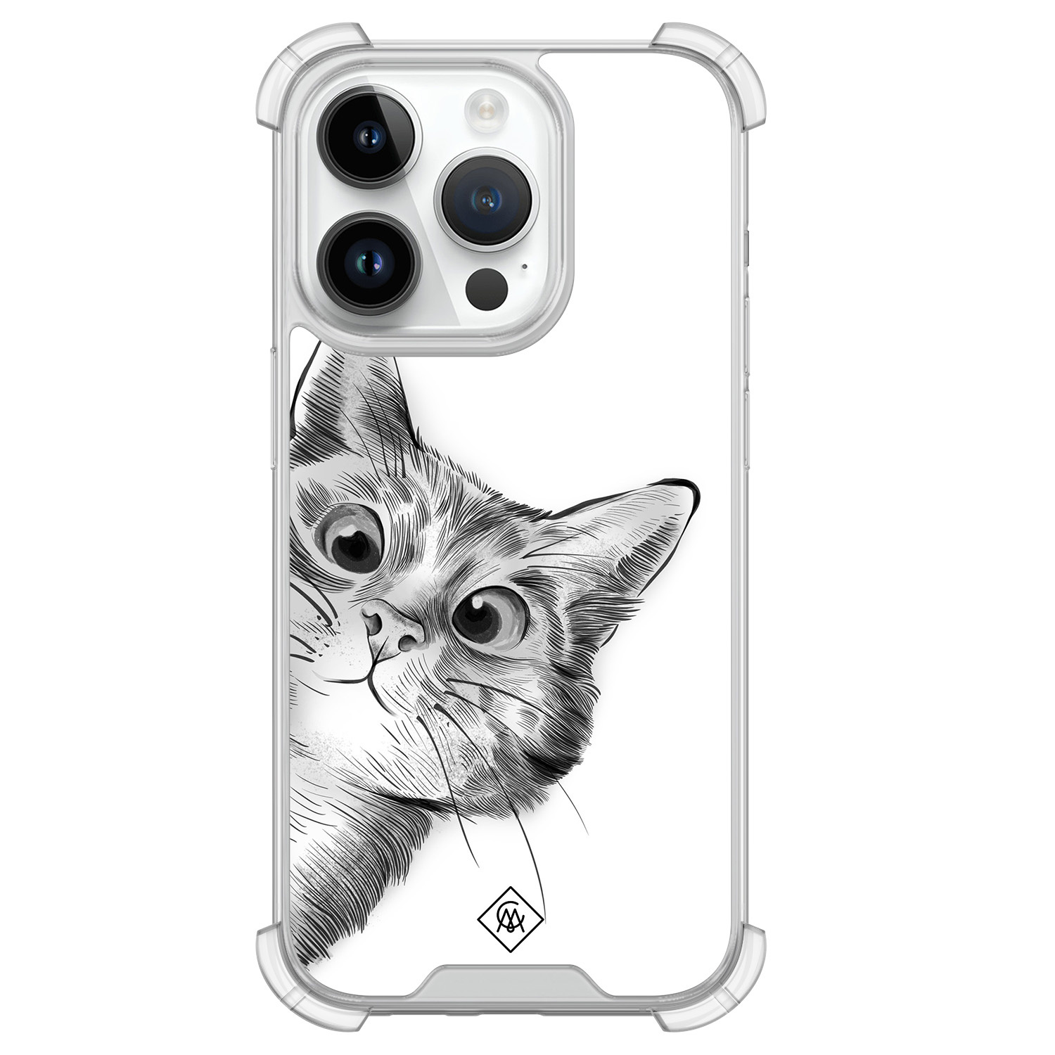 iPhone 14 Pro siliconen shockproof hoesje Kat kiekeboe
