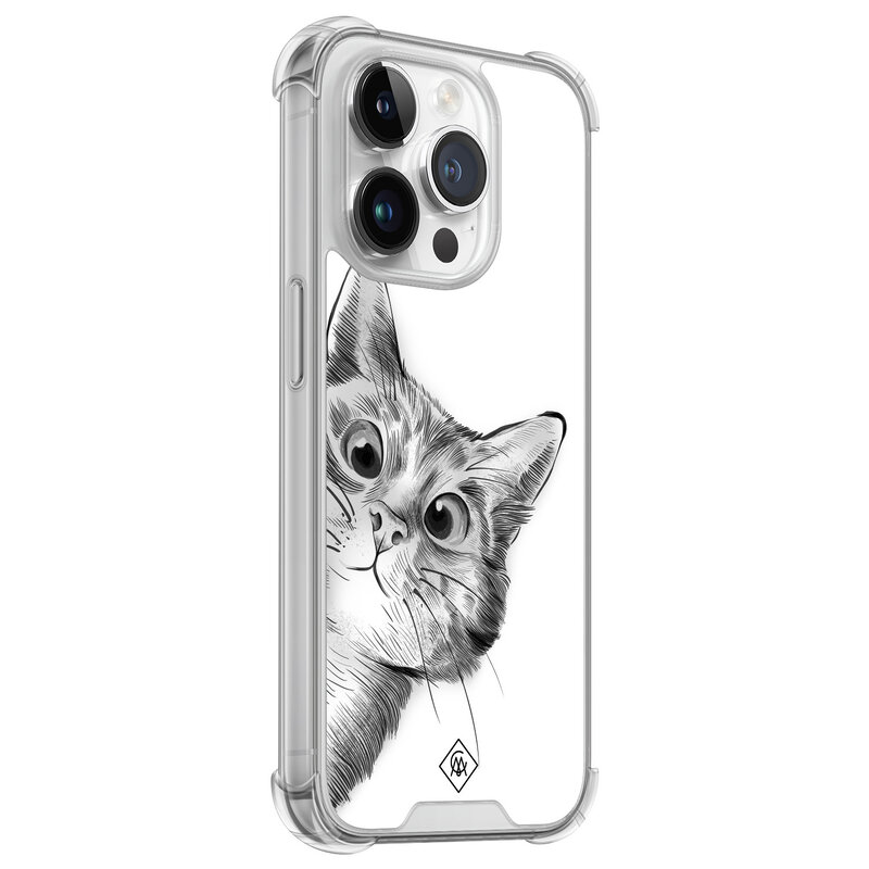 Casimoda iPhone 14 Pro siliconen shockproof hoesje - Kat kiekeboe