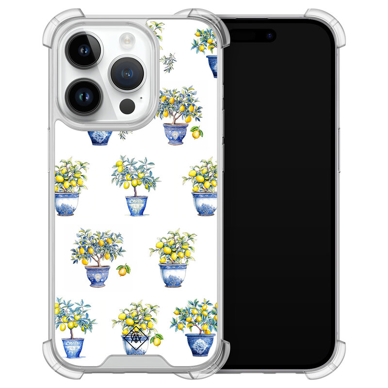 Casimoda iPhone 14 Pro siliconen shockproof hoesje - Lemon trees