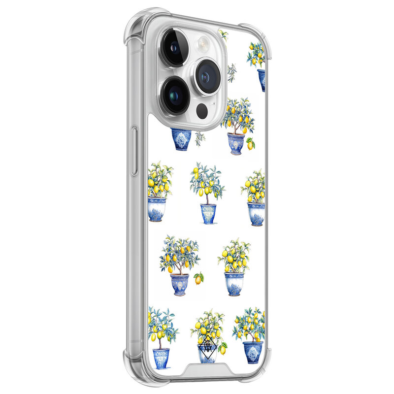 Casimoda iPhone 14 Pro siliconen shockproof hoesje - Lemon trees